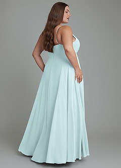 Azazie Amani Vestidos de damas de honor Vestido Neblina de Gasa de Línea A con Plisado image8