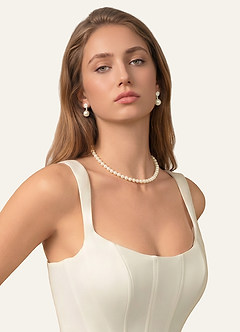 front Boucles d'oreilles pendantes en perles et zirconiums