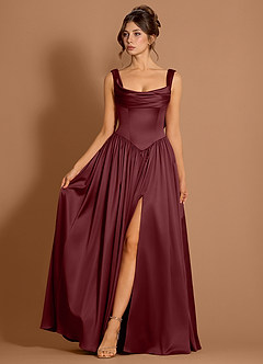 chinese dress ladies Amana Strapless Scarf Maxi Dress - Wine