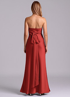 Azazie Ailanie Brudtärnklänningar Klä av Tubklänning i Stretch Satin Axelbandslös Granatäpple image7