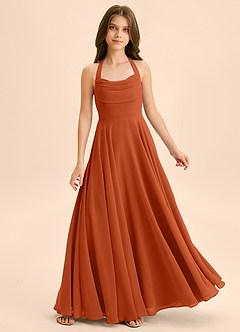 Azazie Kady Junior Burnt Orange A-Line Sweetheart Neckline Chiffon Dress image1