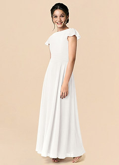 Azazie Payton White A-Line Bow Chiffon Dress image4