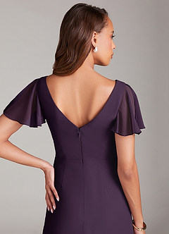 Azazie Soren Brautjungfernkleider A-Linie Gestreift Chiffon Kleid Pflaume image7