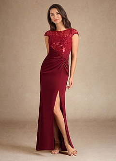 Azazie Santa Clarita Mother of the Bride Dresses Burgundy Mermaid Sequins Stretch Crepe Dress image5