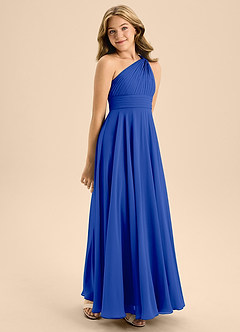 Azazie Charlize Junior Royal Blue A-Line Pleated Chiffon Dress image5