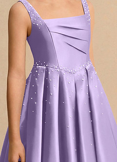 Azazie Jello Jurken voor bloemenmeisjes Baljurk Jurk van Mat Satijn Geplooid Lila image5