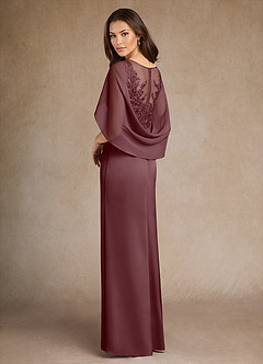 Azazie Hera Mother of the Bride Dresses Sangria A-Line Lace Stretch Satin Dress image3
