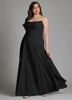 Azazie Gabriela Robes de demoiselle d'honneur Robe Trapèze en Mousseline de soie Corset Noir image17