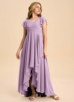 Azazie Caria Junior Wisteria A-Line Pleated Chiffon Dress image3