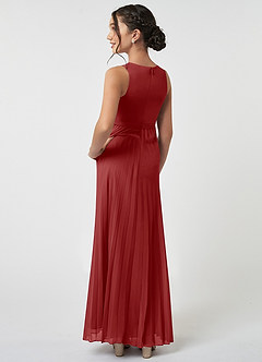Azazie Lindie Junior Rust A-Line Pleated Chiffon Dress image4