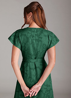 Azazie Ling Bridesmaid Dresses Dark Green A-Line Pleated Floral Burnout Dress image8