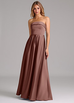 Azazie Lucienne Bridesmaid Dresses Espresso A-Line Strapless Stretch Satin Convertible Dress image1