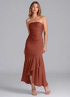Azazie Danie Bridesmaid Dresses Auburn Sheath Strapless Chiffon Dress image5