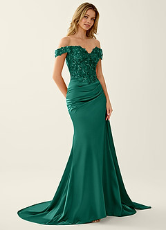 Nerine Dark Green Lace Corset Lace Up Back Mermaid Prom Dress image3