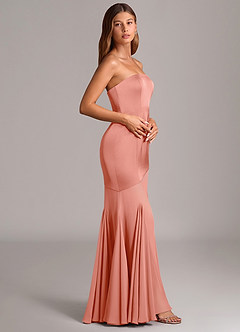 Azazie Uma Bridesmaid Dresses Coral Mermaid Strapless Chiffon Convertible Dress image4