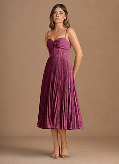 Annie Mulberry Pleated Midi Dress image3