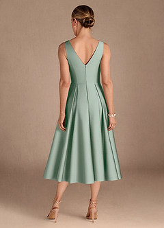 Azazie Fulton Mother of the Bride Dresses Agave A-Line Pleated Stretch Satin Dress image3