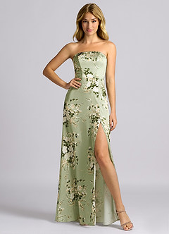 Azazie Wren Brudtärnklänningar Klä av A-Linje i Stretch Satin Axelbandslös Blommiga Rankor Konvertibel image3