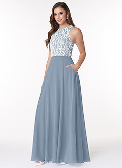 Azazie Kate Bridesmaid Dresses A-Line Lace Chiffon Floor-Length Dress image3