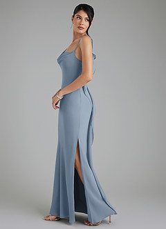 Azazie Veronica Bridesmaid Dresses Dusty Blue Sheath Chiffon Dress image5