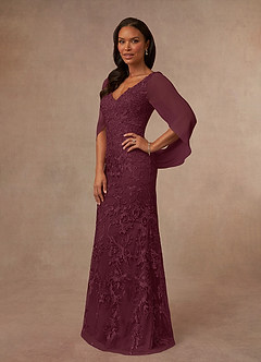 Azazie Ferris Mother of the Bride Dresses Cabernet Sheath V-Neck Chiffon Dress image2