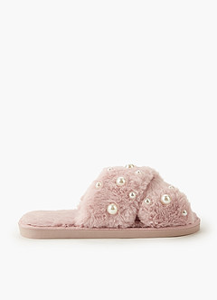 Pearl Fuzzy Slippers