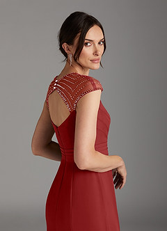 Azazie Blanchett Final Sale Rust Mermaid Sequins Chiffon Dress image6