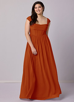 Barbie ♥ Azazie Bridesmaid Dresses Paprika A-Line Corset Chiffon Dress image12