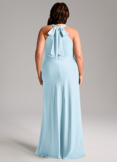 Azazie Doretta Bridesmaid Dresses Sky Blue Mermaid Pleated Stretch Satin Dress image10
