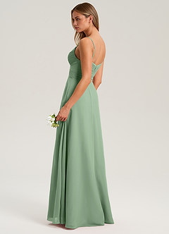 Azazie Terese Robes de demoiselle d'honneur Robe Trapèze en Mousseline de soie Plissée Matcha image5