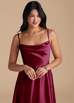 Elle Merlot A-Line with Pockets Maxi Satin Dress image3