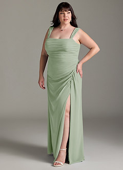 Azazie Jesaphine Bridesmaid Dresses Dusty Sage Sheath Bow Chiffon Dress image11