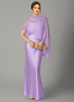Azazie Jaleesa Robes de demoiselle d'honneur Robe Fourreau en Satin extensible Col haut Lilas image5