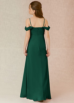 Azazie Kaitlynn Junior Emerald A-Line Off the Shoulder Chiffon Dress image2