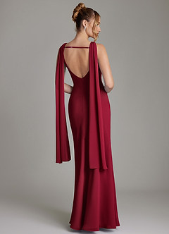 Azazie Essence Bridesmaid Dresses Burgundy Sheath Chiffon Dress image2