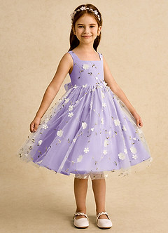 Azazie Bean vestidos de niña de las flores Vestido de Lila de Tul de Princesa con Sin mangas image4
