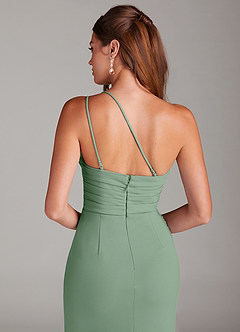 Azazie Eren Jurken voor bruidsmeisjes Jurk van Stretch crêpe met Kolom One-Shoulder Matcha image7