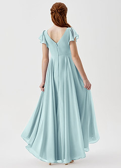 Azazie Caria Junior Sea Glass A-Line Pleated Chiffon Dress image2