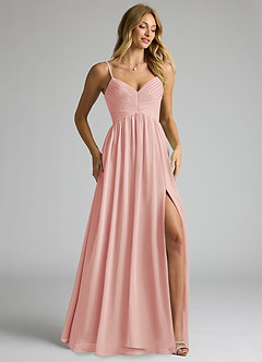 Azazie Alia Bridesmaid Dresses Rosette A-Line Pleated Chiffon Dress image2
