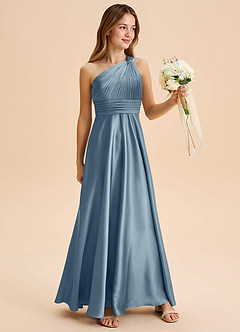 Azazie Charlize Junior Klä av A-Line i Stretch Satin Plisserad image3