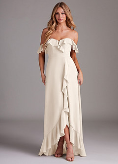 Azazie Lyra Bridesmaid Dresses White Alabaster A-Line Chiffon Convertible Dress image2