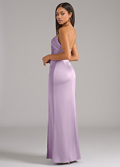 Azazie Marla Bridesmaid Dresses Frosted Lilac Sheath Strapless Stretch Satin Convertible Dress image5