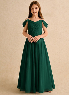 Azazie Chelo Girls Formal Flower Girl Klänningar Klä A-Linje i Chiffong Plisserad image4