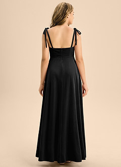 Azazie Rosey Junior Black A-Line Sweetheart Neckline Velvet Dress image2