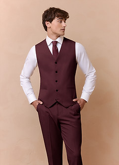 front James Cabernet Structured Stretch Suit Vest