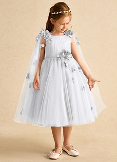 Azazie Staria Flower Girl Dresses White Ball-Gown Ruched Tulle Dress image7