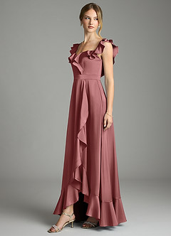 Azazie Lyra Vestidos de damas de honor Vestido de Amatista de Satén Elástico de Corte en A Convertible con Vestidos sin tirantes image4