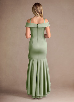 Azazie Billings Mother of the Bride Dresses Dusty Sage Mermaid Off the Shoulder Stretch Satin Dress image8