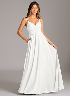 Azazie Amani Bridesmaid Dresses White A-Line Pleated Chiffon Dress image6