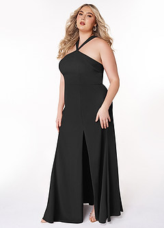 Azazie Rue Bridesmaid Dresses Black A-Line Halter Chiffon Dress image9